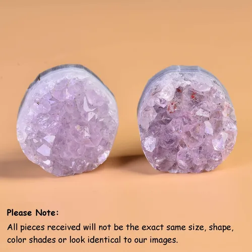 Miniatura 4 de JIC Gem Juego de 2 pomos de cristal de amatista natural para cocina, baño