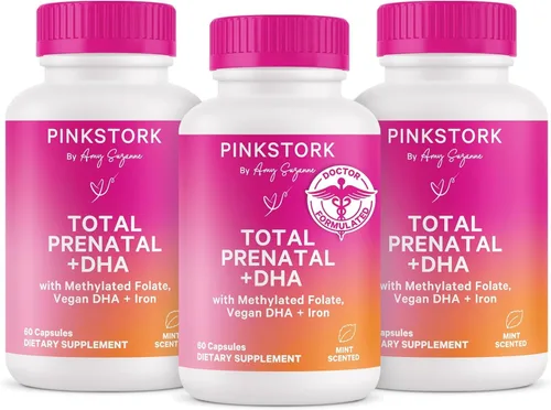 Miniatura 10 de Pink Stork Vitaminas prenatales totales para mujeres DHA vegano, metilfolato, hierro, colina, vitamina B12 Nutrición preconceptiva Sin eructos