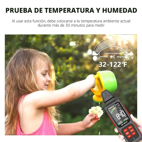 Miniatura 5 de Detector EMF, TEMIRUP 5 en 1 Medidor EMF Portátil Detector de Radiación, Detecta EF, RF, MF, Señal WiFi, Temperatura, Humedad, Lector EMF Recargable