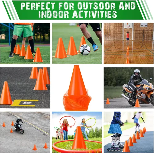 Miniatura 6 de Vinsot 108 Pack Plastic Traffic Cones Set 48 Pack Agility Field Marker Soccer Cones 60 Pack Disc Training Cones with 3 Portable Bags for Skating