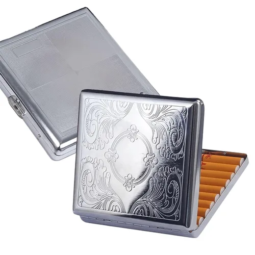 Miniatura 10 de 2 fundas de cigarrillos estilo victoriano de metal para tarjetas de crédito regular, retro, bolsillo de seguridad, capacidad para 20 palitos