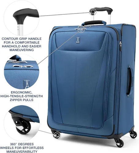Miniatura 156 de Travelpro Maxlite 5 - Juego de 2 piezas de equipaje de mano de tela, expandibles con 4 ruedas giratorias, bolso blando para debajo del asiento, Negro