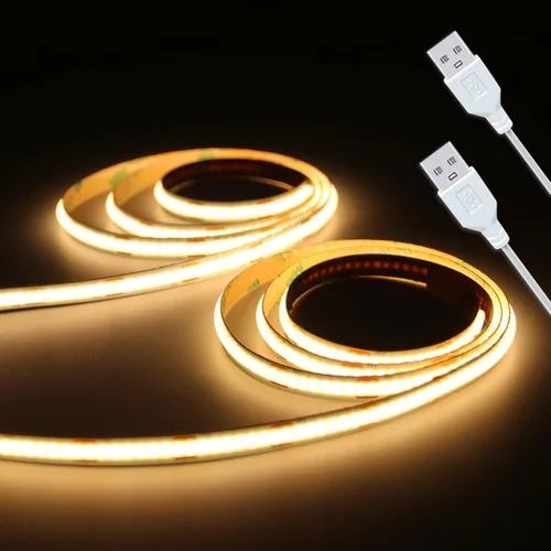 Miniatura 15 de Juego de 2 Paquetes de Tiras de Luces LED de 3.28 Pies COB Tiras de Luz USB 5V 6500K Blanco Brillante Alta Densidad No Regulable Tira LED Corta
