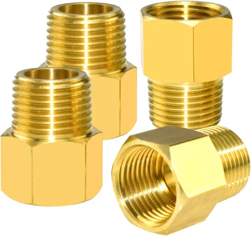 Miniatura 8 de 4 piezas de tubería de latón 1/4 "NPT hembra rosca tubería x 1/4 "NPT macho rosca reductor adaptador NPT latón manguera conector