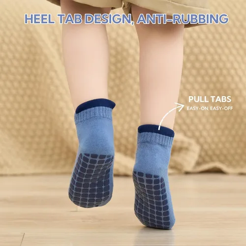 Miniatura 3 de Calcetines tobilleros antideslizantes para niños pequeños con agarres, lindos sin costuras, para bebés, niños y niñas, 6 pares
