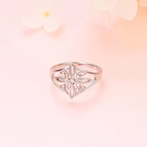 Miniatura 4 de Anillo de plata de ley 925 con nudo celta, corazón y cruz, altamente pulido, resistente al deslustre, anillo de boda de eternidad, anillo apilable