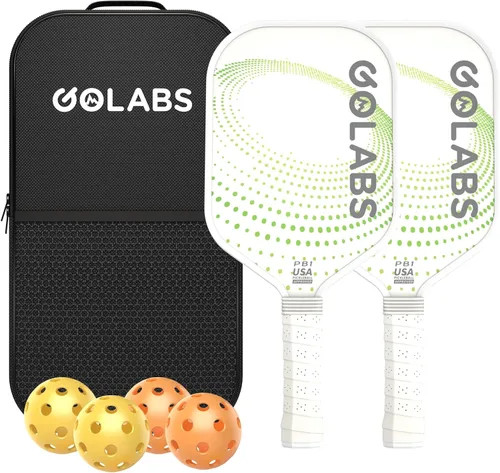 Miniatura 10 de Juego de palas de pickleball Golabs PB1 de 2, superficie duradera de fibra de vidrio y núcleo de polímero de potencia STR de 16 mm de núcleo, Rosa