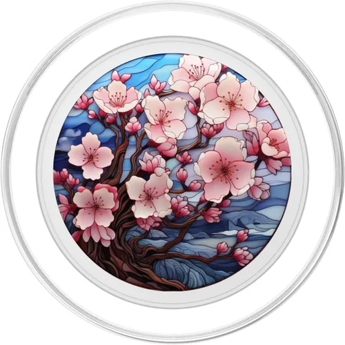Miniatura 2 de PopSockets MagSafe PopGrip de flores de cerezo de color de agua de vidrieras para iPhone