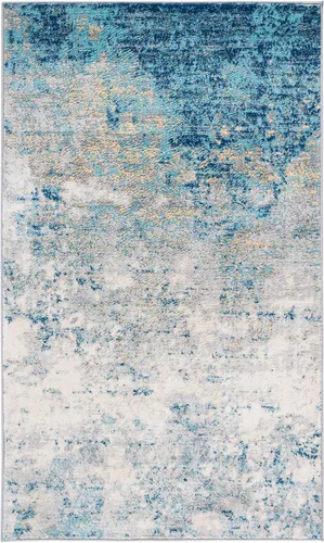 SAFAVIEH Jasper Collection - Alfombra decorativa de 2 x 4 pies, gris y azul, diseño abstracto moderno, no desprende pelusa y de fácil cuidado, ideal