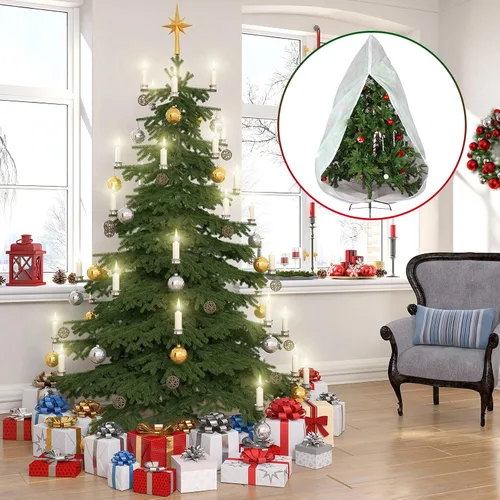 Miniatura 4 de Shappy Bolsa de almacenamiento para árbol de Navidad de 9 x 4 pies, bolsa vertical a prueba de polvo con cremallera y cordón para Navidad, a prueba