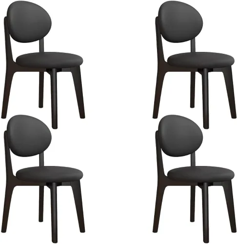 Miniatura 85 de YVYKFZD Juego de sillas de comedor, sillas de cocina de madera maciza, silla de comedor de granja con respaldo curvo, silla tapizada de cuero