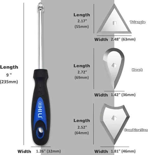Miniatura 4 de CHILI Hand Tools - Juego de raspadores de acero inoxidable 3 en 1, removedor de pintura de madera, 9 pulgadas de longitud con cuchillas de repuesto