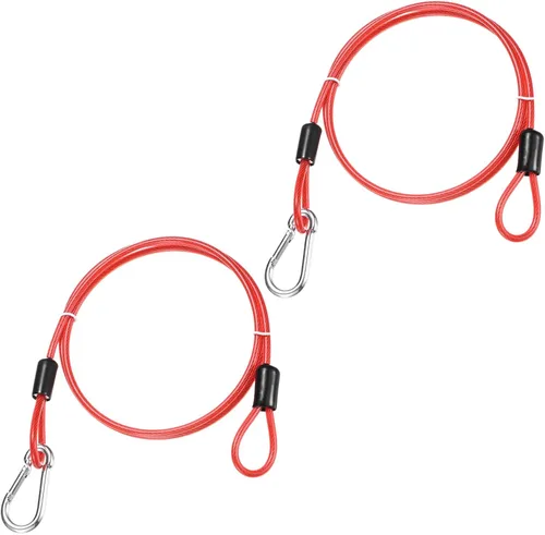 Miniatura 9 de Cable de seguridad con ganchos y bucles [2 piezas] – 6.56 pies / 258.3 pulgadas de acero inoxidable para equipaje de seguridad para bicicletas