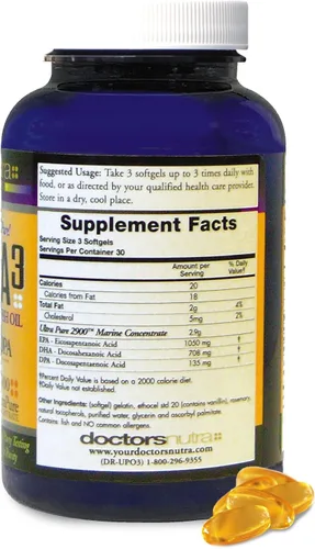 Miniatura 2 de Suplemento natural de aceite de pescado omega 3 DPA capturado en la naturaleza, 2,900 miligramos de triple fuerza ultra puro concentrado