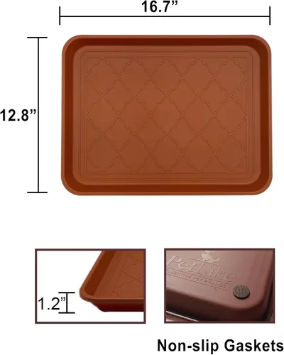 Miniatura 2 de PetLike Bandejas para botas para entrada en interiores, bandejas de comida para mascotas, 16.7 x 12.8 pulgadas, paquete de 2 unidades, bandeja