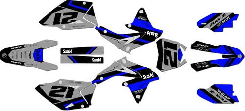 Kit de gráficos para Suzuki RMZ 450 (2008-2017) Serie Enigma Azul 09 mil - Dirt Bike - Kit de calcomanías gráficas de carreras personalizadas, sin