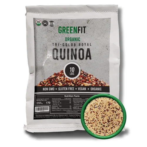 Quínoa Royal Orgánica Tri-Color de Greenfit | Sin GMO, Sin Gluten, Vegana y Orgánica | Proteína Completa, Alta Fibra, Quinoa Tri-Color Baja en