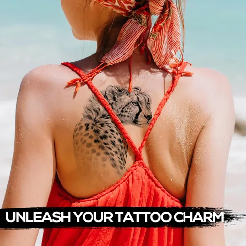 Miniatura 5 de Kotbs 6 hojas de tatuajes temporales de animales, negro fuerte lobo tigre, calcomanías de tatuaje para hombres, mujeres y adultos, tatuajes falsos
