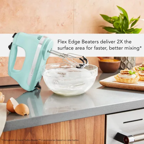 Miniatura 2 de KitchenAid KHM6118 - Batidora de mano de 6 velocidades con batidores de borde flexible Azul hielo