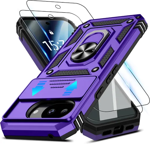 Miniatura 8 de ATUMP Funda para OnePlus Nord N200 5G con protector de pantalla HD con cubierta para cámara deslizante, soporte de anillo de rotación de 360°