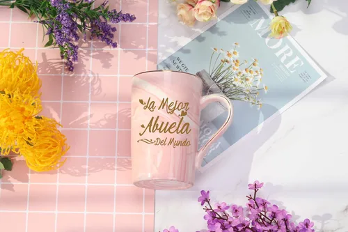 Miniatura 3 de WENSSY La Mejor Abuela - Taza de regalo para el día de la madre y cumpleaños, 14 onzas, color rosa con caja de regalo