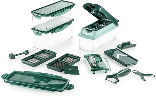 Genius Nicer Dicer Plus 18 piezas, verde esmeralda, 10.2 x 3.5 x 5.1 in