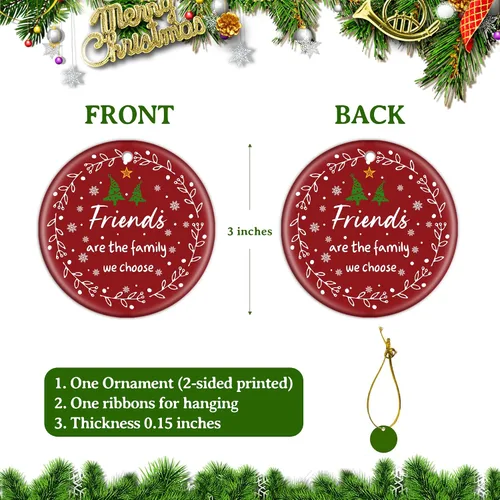 Miniatura 2 de Adornos de Navidad para Amigos, Regalos para Mujeres y Hombres - Adornos de Cerámica para Árbol de Navidad de 3", Adornos de Amistad para Mejores