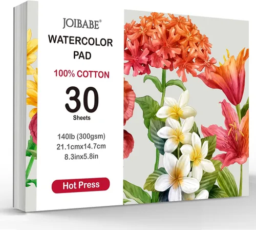 Bloc de papel de acuarela, 30 hojas de prensa en caliente A5 (8.3 x 5.8), papel de acuarela, 140 lb/300 GSM, almohadilla de color de agua rasgable,
