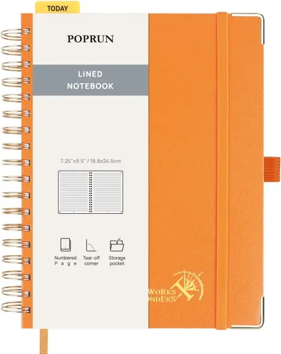 Miniatura 18 de POPRUN Lined Spiral Journal Notebook for Women & Men, 7-1/4" x 9-1/2", 220 Numbered Pages, College Ruled Hardcover Notebook for Work, Journals for