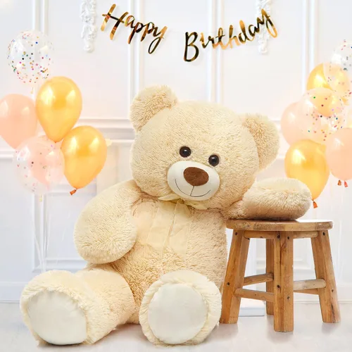 Miniatura 4 de MorisMos Oso de Peluche Gigante Animal de Peluche 3 pies, 36 pulgadas, Oso de Peluche Grande para Decoración de Baby Shower, Animal de Peluche