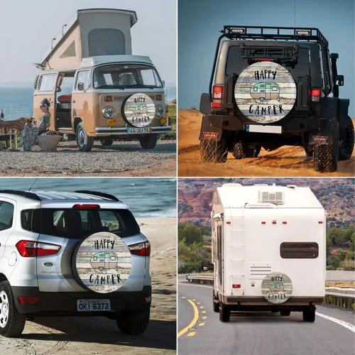 Miniatura 4 de Happy Camper - Cubierta impermeable para neumáticos de repuesto para Jeep, remolque, RV, SUV, camión, cámper, accesorios de remolque de viaje, 14