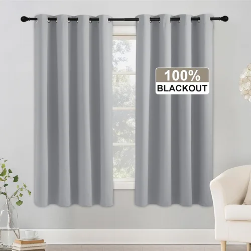 Miniatura 19 de RYB HOME Cortinas opacas de cocina de 36 pulgadas de largo, tratamiento de privacidad para ventanas pequeñas, aislamiento térmico, telón de fondo