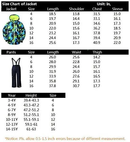 Miniatura 8 de WOWULOVELY Traje de esquí para niño grande de 2 piezas con bloques