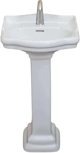 Miniatura 2 de Fine Fixtures Roosevelt Lavabo de Pedestal para Baño – Lavabo de Pedestal Pequeño de 18 Pulgadas, Cerámica Vítrea China Duradera con Orificio Único
