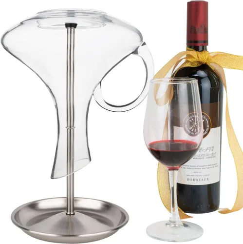 Miniatura 7 de Soporte de secado de decantador de vino con cabeza de silicona para evitar arañazos, estante desmontable con base de captura de goteo con tapón