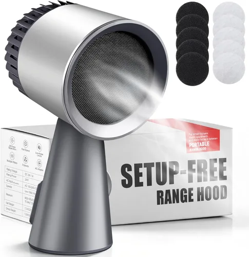 Campana extractora portátil, ventilador de extracción de cocina con 3 velocidades, gran recolección de aceite y bajo ruido, campana extractora sin