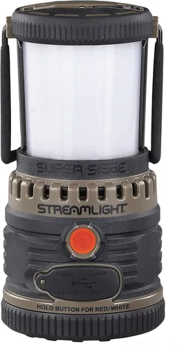 Miniatura 5 de Streamlight 44947 Super Siege Linterna recargable de 1100 lúmenes con cargador AC de 120 voltios, Coyote Banco de energía USB, LED blanco y rojo