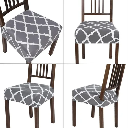 Miniatura 7 de SearchI Juego de 4 fundas elásticas para sillas de comedor, fundas de asiento suaves extraíbles y lavables para sillas de comedor, protector
