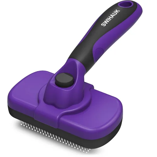 Miniatura 9 de Swihauk Cepillo Deslizante de Autolimpieza para Perros y Gatos - Cepillo de Desenredado y Aseo Amigable con la Piel para Mascotas con Pelo, Negro