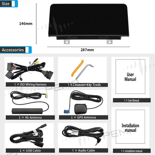 Miniatura 7 de PEMP F30 Pantalla Android 1920x720 HD, Qualcomm 8 núcleos 4+64GB CarPlay Android Auto Utilice el Bluetooth OEM para obtener el sonido, para BMW F30