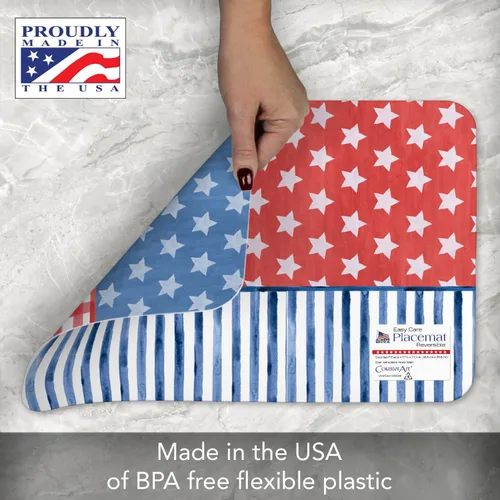 Miniatura 3 de CounterArt Americana Style - Juego de 4 manteles individuales reversibles de plástico flexible de fácil cuidado, fabricados en los Estados Unidos