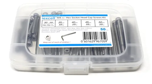 Miniatura 66 de iexcell 25 piezas M4 x 60/65/70/75/3.150 in paso de rosca 0.028 in acero inoxidable 304 cabeza hexagonal Tornillos Tornillos surtido Kit