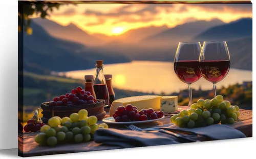 Miniatura 10 de Lienzo decorativo para pared, decoración de cocina, pintura de queso con uvas, obra de arte moderna, paisaje, fotografía, pintura para comedor, Art-1