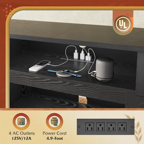 Miniatura 7 de WLIVE Soporte de TV para TV de 75/70 pulgadas, centro de entretenimiento con almacenamiento y toma de corriente, gabinete de consola multimedia