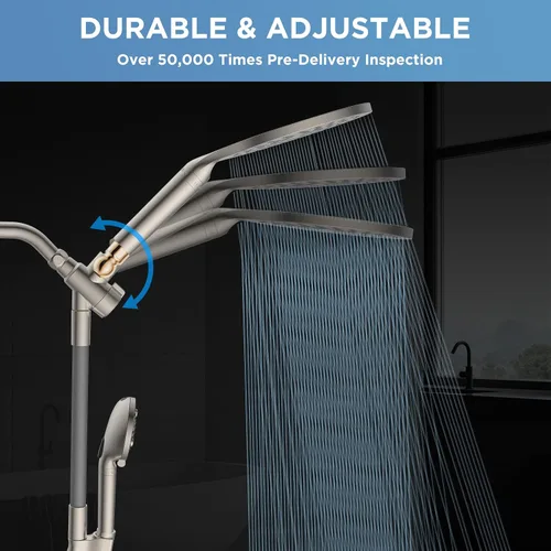 Miniatura 2 de MakeFit Combo de cabezal de ducha de lluvia con doble filtro, cabezal de ducha de mano de alta presión con barra ajustable, cabezal de ducha