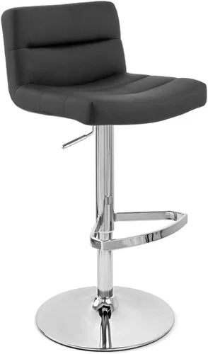 Miniatura 3 de Zuri Muebles enrejado ajustable altura giratoria taburete de bar sin brazos con base cromada - negro