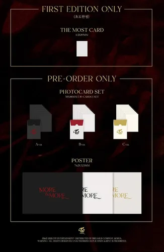 Miniatura 5 de JYP Twice - More & More (9º mini álbum)+juego de tarjetas de fotos extra (A+B+C ver. Set)