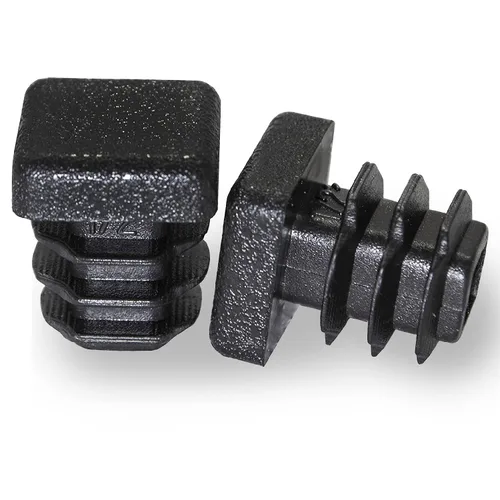 Miniatura 15 de Prescott Plastics Tapones de agujero de plástico acanalado de perímetro exterior de 1/2 pulgada (0.500 in), tapas cuadradas de tubo de metal negro