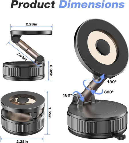 Miniatura 9 de Vooii Soporte para Teléfono de Coche para Magsafe (Sución Más Fuerte de 130+LB y Magnético de 3000gf) (Ajustable con Una Mano en 360°) Soporte