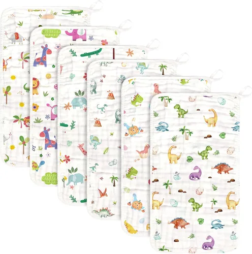 Miniatura 10 de decalsweet Paños de muselina para bebé, paquete de 6 paños de muselina para eructos, 100% algodón, grandes, 20 x 12 pulgadas, suaves, 6 capas